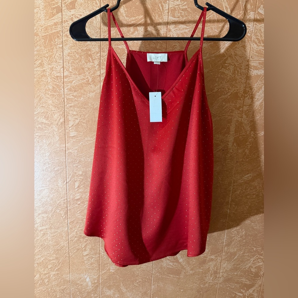 LOFT Red Camisole with Subtle Dots